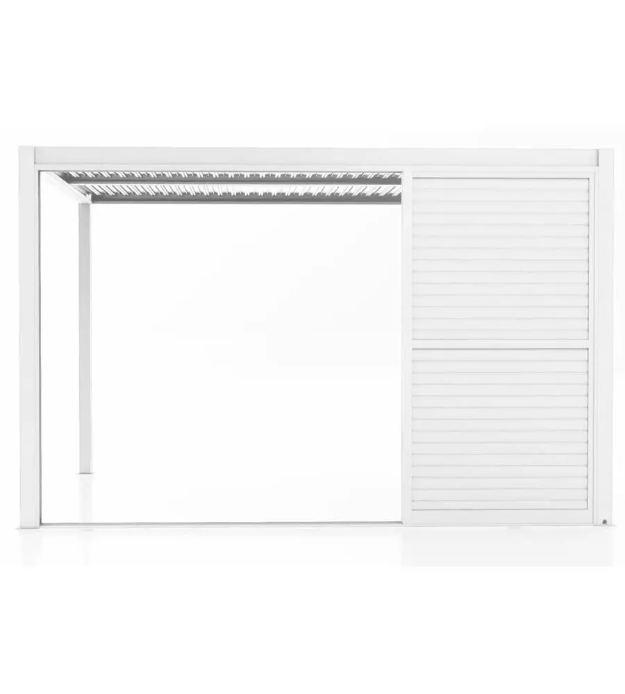 PARETE LATERALE A PANNELLI SCORREVOLI PER PERGOLE RIVIERA "SLIDING BLIND" IN ALLUMINIO BIANCO LATO 4 M